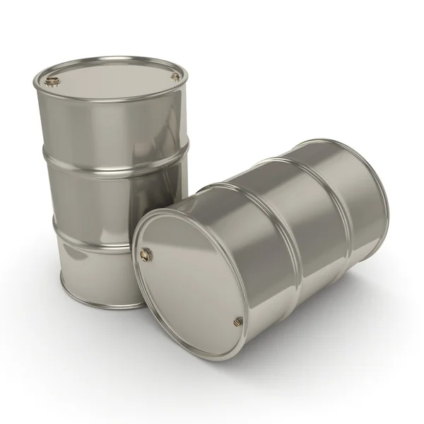 3D rendering Many chrome barrels — Stock Photo, Image