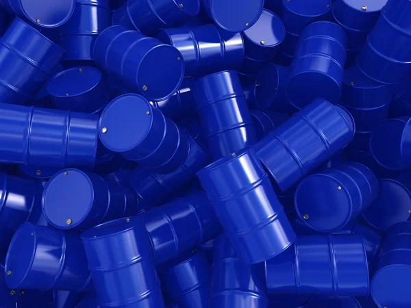 3D rendering blue barrels — Stock Photo, Image