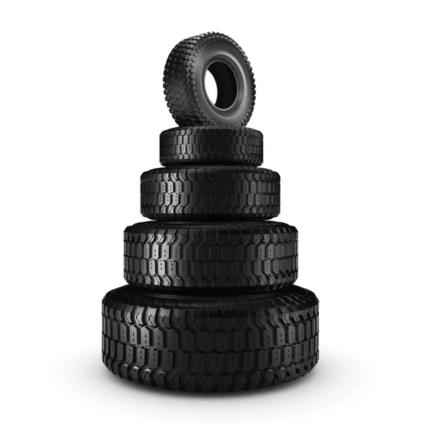 3D pneus de caminhão de renderização — Fotografia de Stock