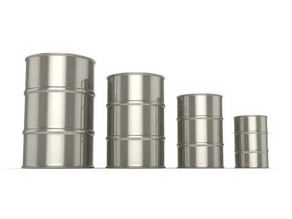 3D rendering Set chrome barrels — Stock Photo, Image