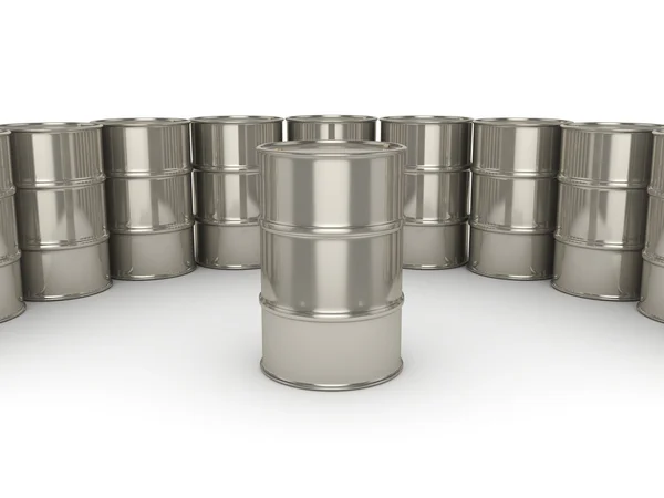 Juego de renderizado 3D barriles de cromo —  Fotos de Stock
