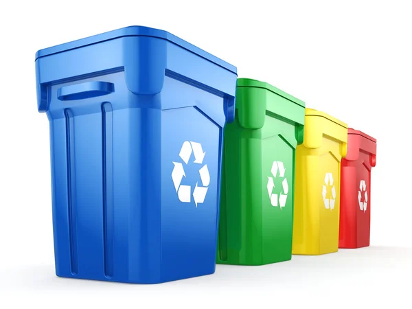 Recycling Bins Multicolor render 3D — Stok Foto