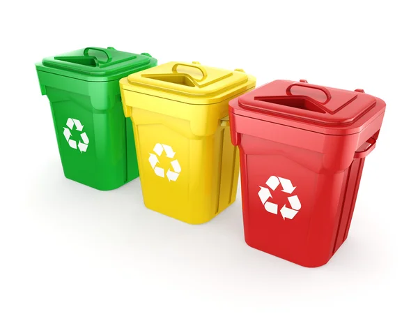 3D-rendering Multicolor Recycling bakken — Stockfoto