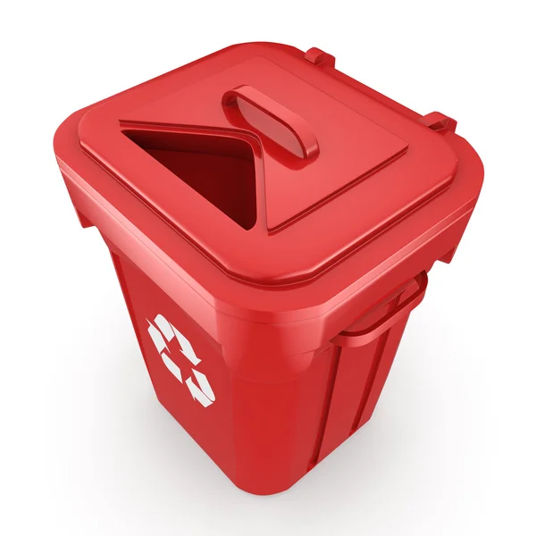 3D Render kırmızı geri dönüşüm kutusu — Stok fotoğraf