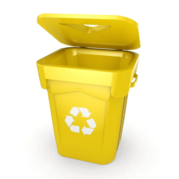 3D Render gele Recycling Bin — Stockfoto