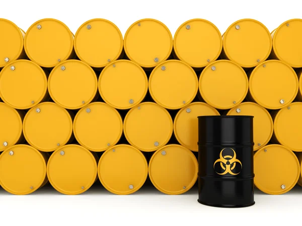 3D rendering biohazard barrels — Stock Photo, Image