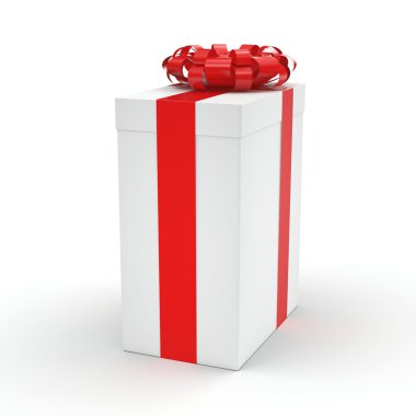 3D render beyaz hediye kutusu