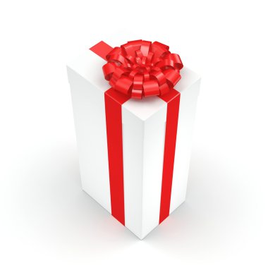 3D render beyaz hediye kutusu