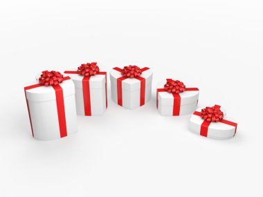 3D render beyaz kutuları kalp