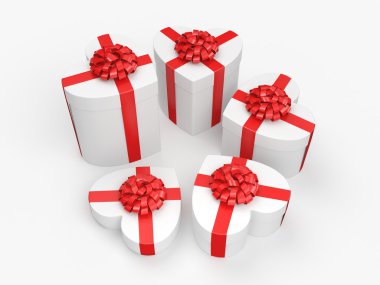 3D render beyaz kutuları kalp