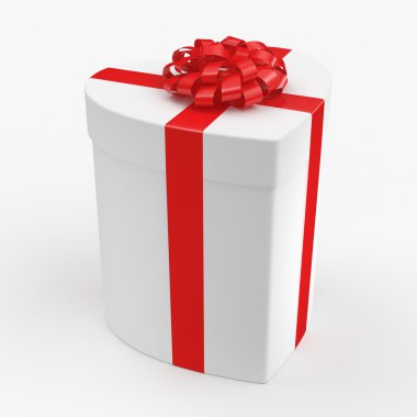3D render beyaz kutu kalp