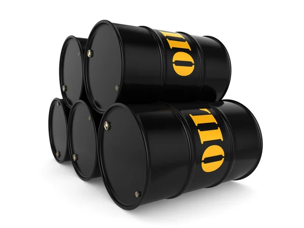 3D rendering Black oil barrels — Stock Photo, Image