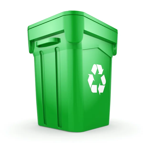 3D renderowania Green recyklingu Bin — Zdjęcie stockowe