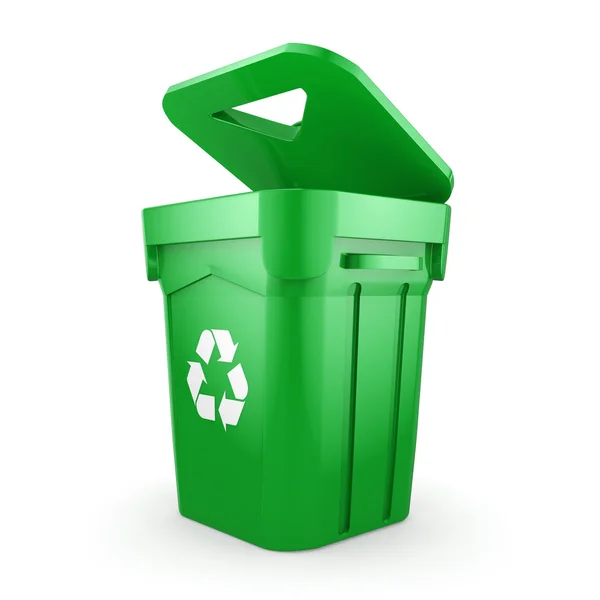 3D renderowania Green recyklingu Bin — Zdjęcie stockowe