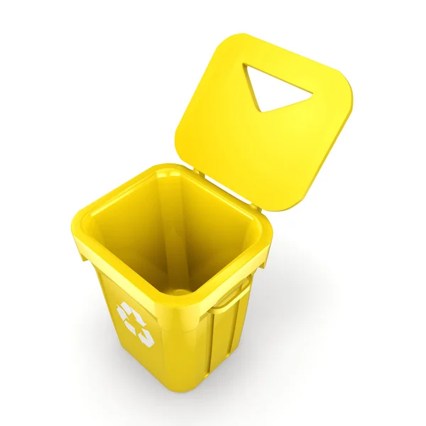 3 d レンダリング黄色のごみ箱 — ストック写真