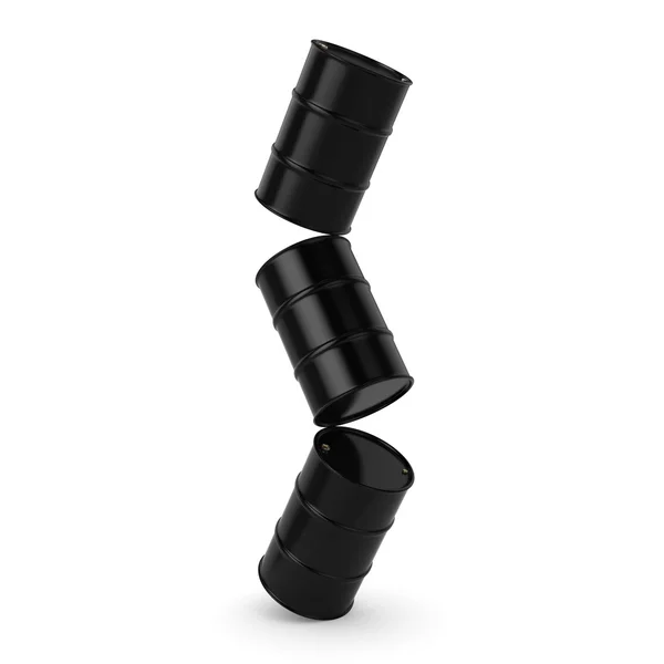 3D renderização barris pretos — Fotografia de Stock