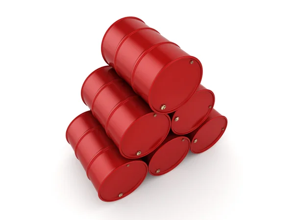 3D rendering red barrels — Stock Photo, Image