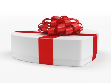 3D render beyaz kutu kalp