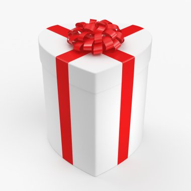 3D render beyaz kutu kalp