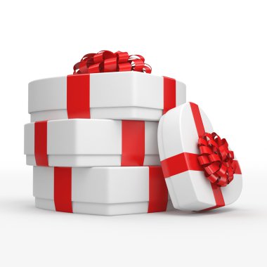 3D render beyaz kutuları kalp