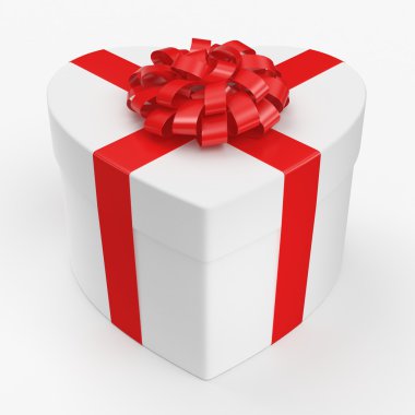 3D render beyaz kutu kalp