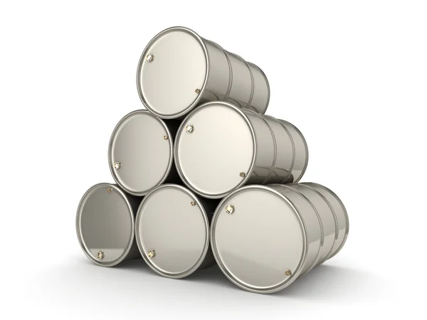 3D rendering Set chrome barrels — Stock Photo, Image