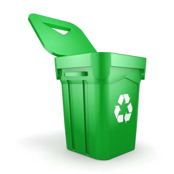 3D renderowania Green recyklingu Bin — Zdjęcie stockowe