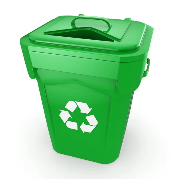 3D renderowania Green recyklingu Bin — Zdjęcie stockowe