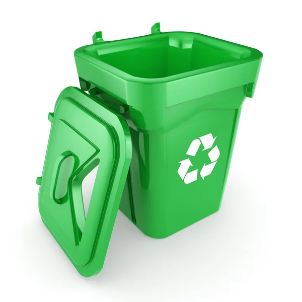 3D renderowania Green recyklingu Bin — Zdjęcie stockowe