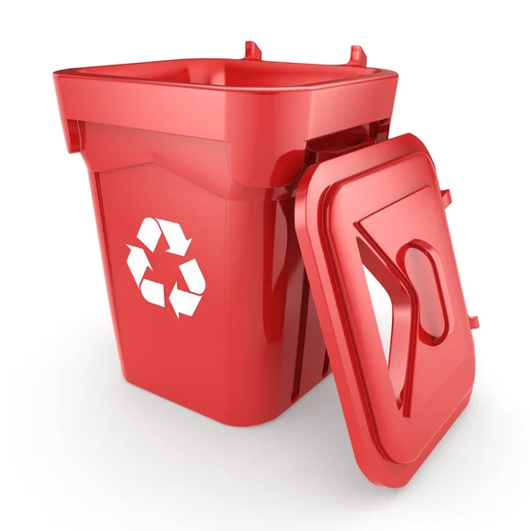 Renderowania 3D Bin recyklingu czerwony — Zdjęcie stockowe