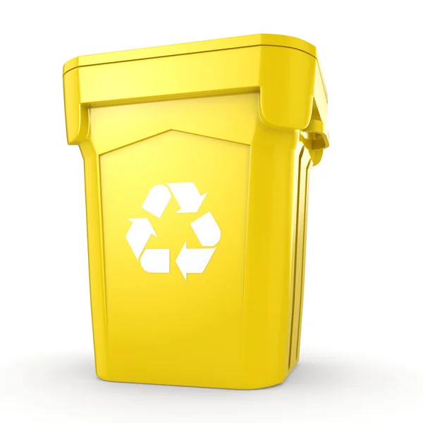 3D Render gele Recycling Bin — Stockfoto