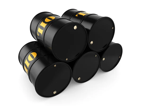 3D rendering Black oil barrels — Stock Photo, Image