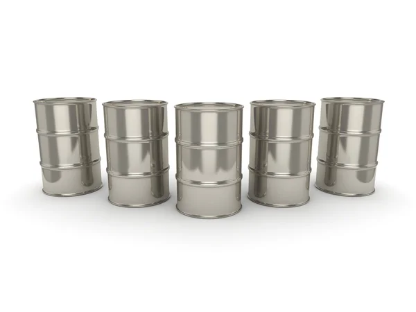 3D rendering Set chrome barrels — Stock Photo, Image