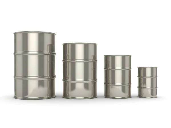 3D rendering Set chrome barrels — Stock Photo, Image