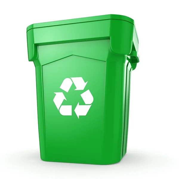 3D renderowania Green recyklingu Bin — Zdjęcie stockowe