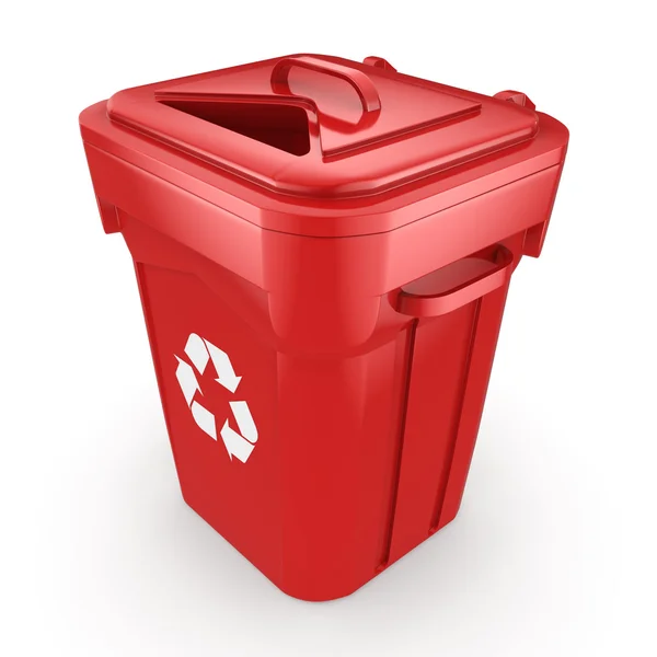 Renderowania 3D Bin recyklingu czerwony — Zdjęcie stockowe