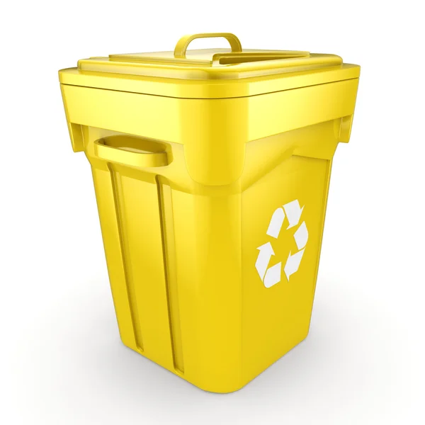 3D Render gele Recycling Bin — Stockfoto