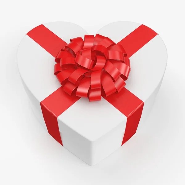 3D renderização caixa branca coração — Fotografia de Stock