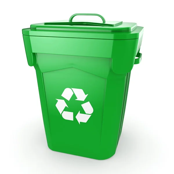 3D renderowania Green recyklingu Bin — Zdjęcie stockowe