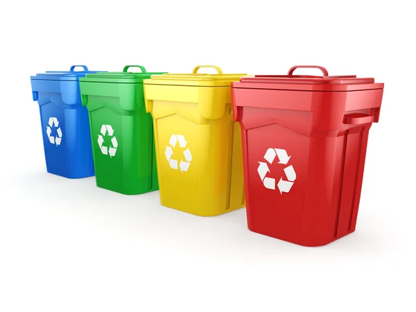 3D rendering Multicolor Recycling Bins — Stock Photo, Image