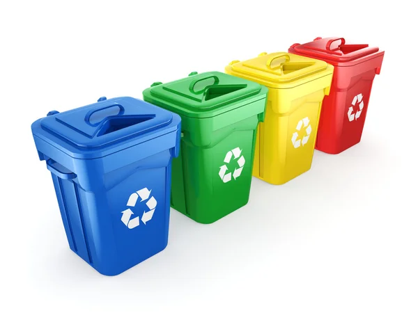 3D-rendering Multicolor Recycling bakken — Stockfoto