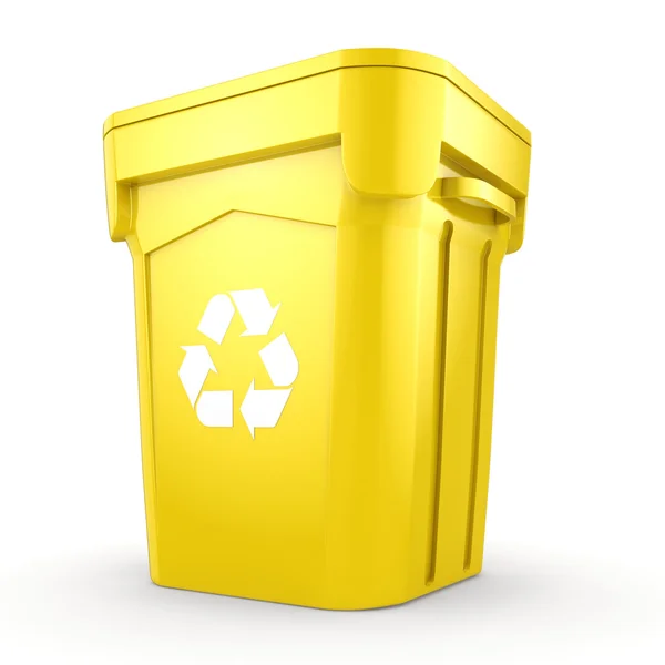 3D Render gele Recycling Bin — Stockfoto