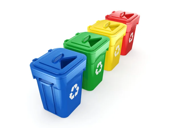 3D-rendering Multicolor Recycling bakken — Stockfoto