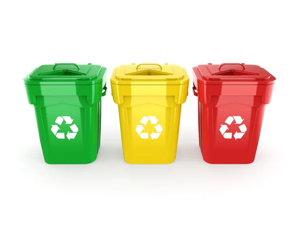 3D-rendering Multicolor Recycling bakken — Stockfoto