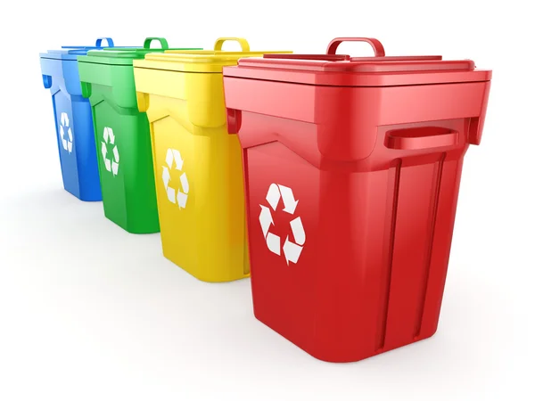 3D-rendering Multicolor Recycling bakken — Stockfoto