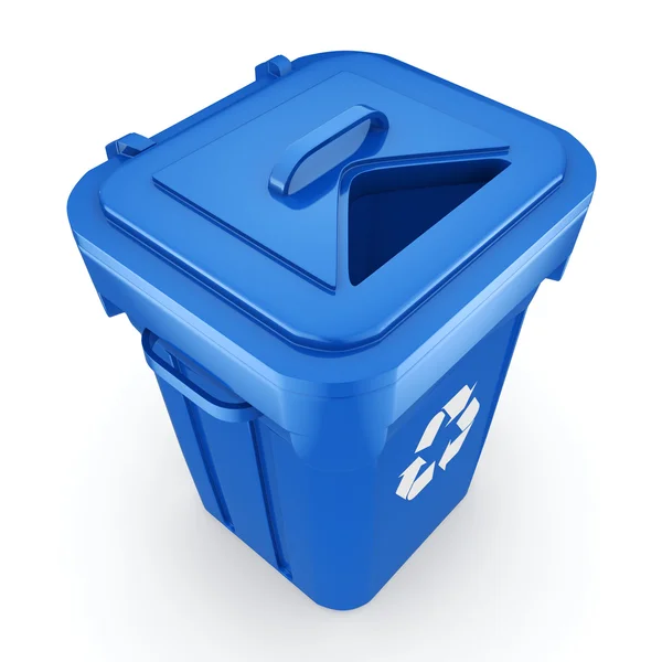 Renderização 3D Blue Recycling Bin — Fotografia de Stock