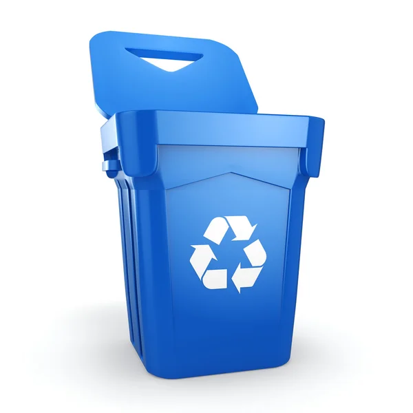 Renderização 3D Blue Recycling Bin — Fotografia de Stock