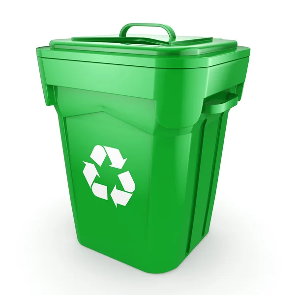 3D renderowania Green recyklingu Bin — Zdjęcie stockowe