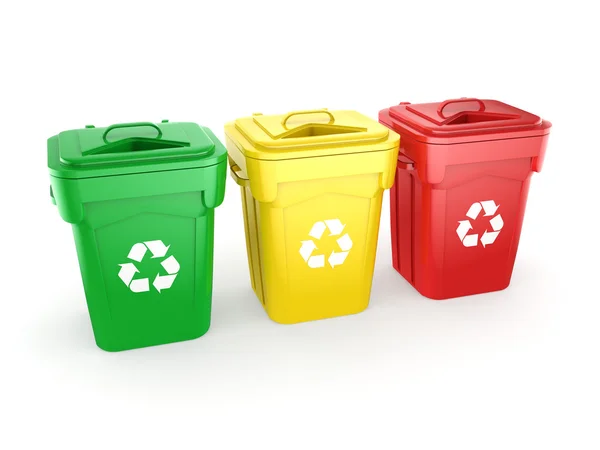 3D-rendering Multicolor Recycling bakken — Stockfoto