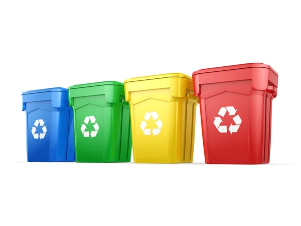 3 d レンダリング多色のリサイクルのゴミ箱 — ストック写真